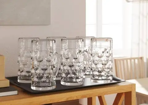 Halbe de bere cu mâner din sticlă, 6 buc., 500 ml - 1/5