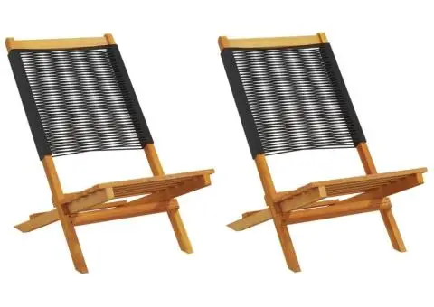 Scaune grădină 2 buc. negru, lemn masiv acacia și polipropilenă - 1/5