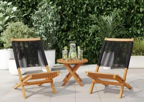 Scaune grădină 2 buc. negru, lemn masiv acacia și polipropilenă - 2/5