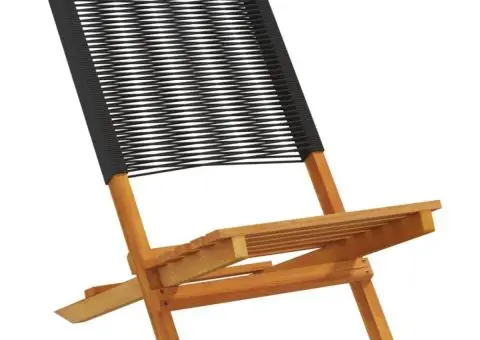 Scaune grădină 2 buc. negru, lemn masiv acacia și polipropilenă - 3/5