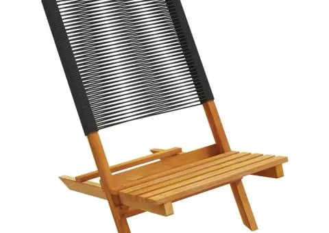 Scaune grădină 2 buc. negru, lemn masiv acacia și polipropilenă - 4/5