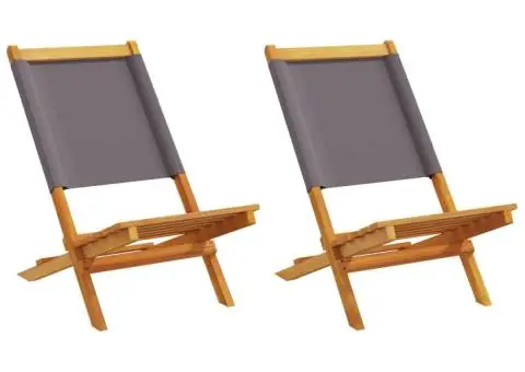 Scaune de grădină 2 buc., antracit, lemn masiv acacia și textil - 1/5