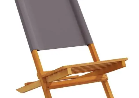 Scaune de grădină 2 buc., antracit, lemn masiv acacia și textil - 3/5