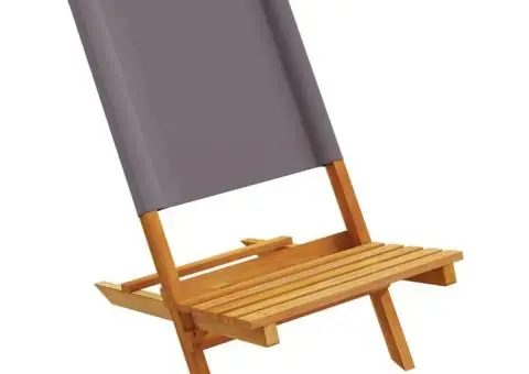 Scaune de grădină 2 buc., antracit, lemn masiv acacia și textil - 4/5