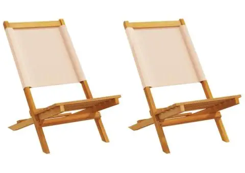 Scaune de grădină 2 buc., bej, lemn masiv acacia și textil - 1/5