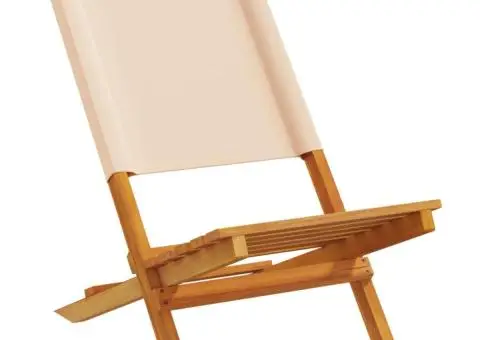 Scaune de grădină 2 buc., bej, lemn masiv acacia și textil - 3/5