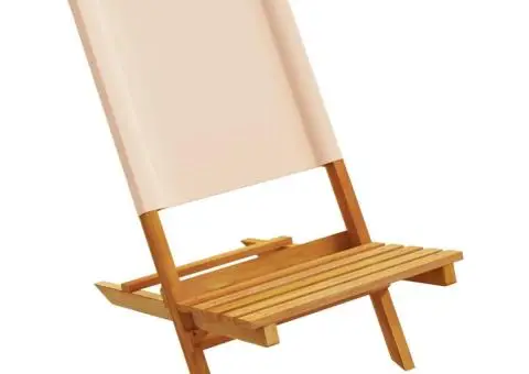 Scaune de grădină 2 buc., bej, lemn masiv acacia și textil - 4/5