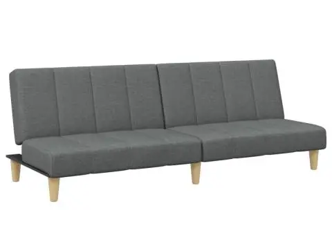 Canapea extensibilă cu taburet, 2 locuri, gri închis, textil - 4/5