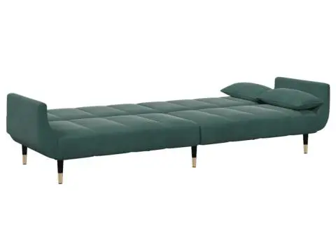 Canapea extensibilă cu taburet, 2 locuri, verde închis, catifea - 5/5