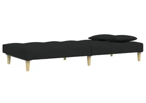 Canapea extensibilă cu taburet, 2 locuri, negru, textil - 5/5