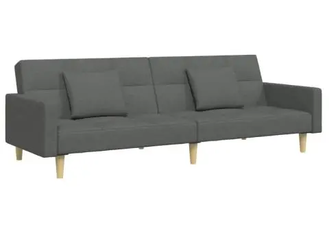 Canapea extensibilă cu taburet, 2 locuri, gri închis, textil - 4/5