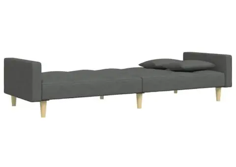 Canapea extensibilă cu taburet, 2 locuri, gri închis, textil - 5/5