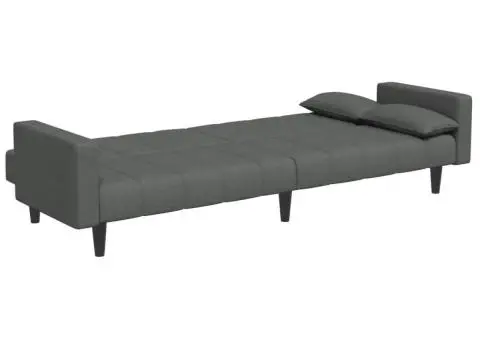 Canapea extensibilă cu taburet, 2 locuri, gri închis, textil - 5/5