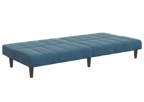 Canapea extensibilă cu 2 locuri și taburet, albastru, catifea - 5/5