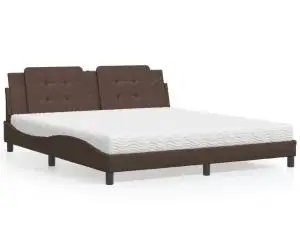 vidaXL Pat cu saltea, maro, 180x200 cm, piele ecologică