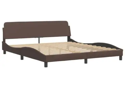 Pat cu saltea, maro, 180x200 cm, piele ecologică - 4/5