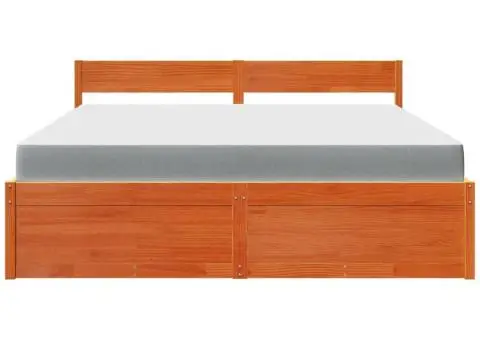 Pat cu sertare saltea, maro ceruit, 180x200 cm, lemn masiv pin - 4/5