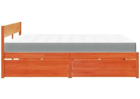 Pat cu sertare saltea, maro ceruit, 180x200 cm, lemn masiv pin - 5/5