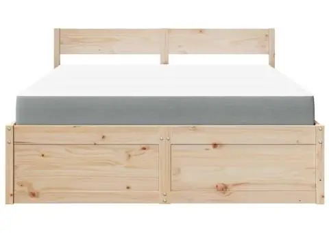 Pat cu sertare și saltea, 140x200 cm, lemn masiv pin - 4/5