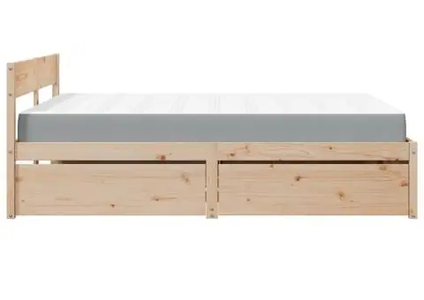 Pat cu sertare și saltea, 140x200 cm, lemn masiv pin - 5/5