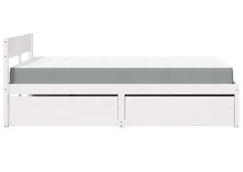 Pat cu sertare saltea, alb, 120x200 cm, lemn masiv pin - 5/5