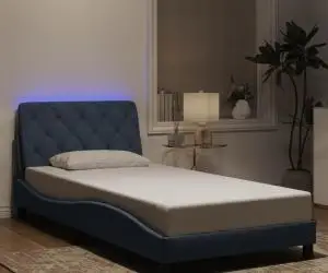 vidaXL Cadru de pat cu lumini LED, gri închis, 100x200 cm, catifea