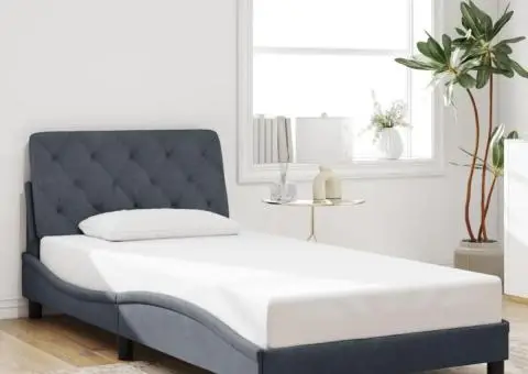 Cadru de pat cu lumini LED, gri închis, 100x200 cm, catifea - 4/5