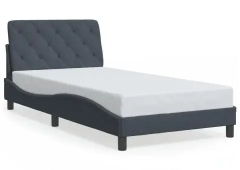 Cadru de pat cu lumini LED, gri închis, 100x200 cm, catifea - 5/5