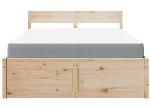 Pat cu sertare și saltea, 120x190 cm, lemn masiv pin - 4/5