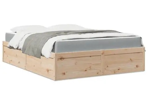 Pat cu saltea, 160x200 cm, lemn masiv pin - 1/5