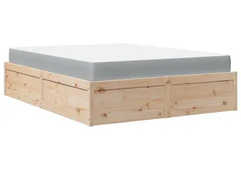 Pat cu saltea, 160x200 cm, lemn masiv pin - 2/5