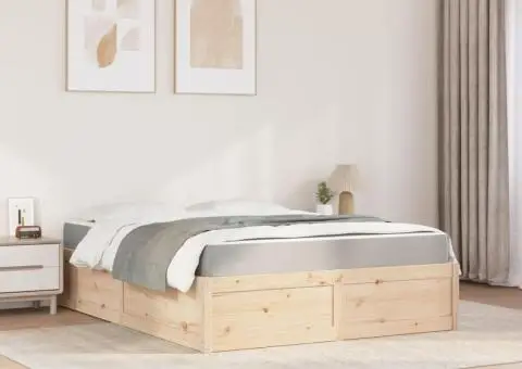 Pat cu saltea, 160x200 cm, lemn masiv pin - 3/5