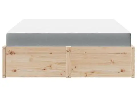 Pat cu saltea, 160x200 cm, lemn masiv pin - 4/5