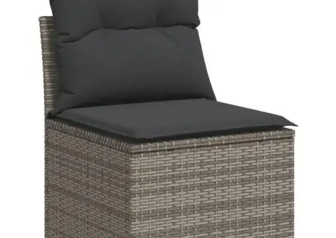 Set mobilier grădină cu perne, 6 piese, gri, poliratan - 3/5