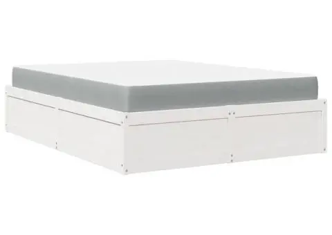 Pat cu saltea, alb, 140x200 cm, lemn masiv pin - 2/5