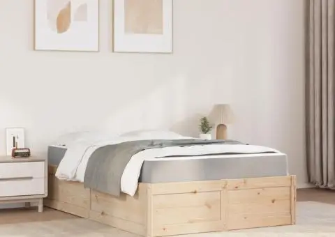 Pat cu saltea, 120x200 cm, lemn masiv pin - 3/5