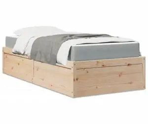 vidaXL Pat cu saltea, 100x200 cm, lemn masiv pin