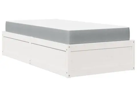 Pat cu saltea, alb, 90x190 cm, lemn masiv pin - 2/5