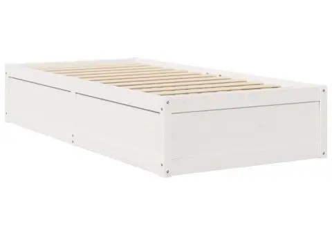 Pat cu saltea, alb, 90x190 cm, lemn masiv pin - 5/5