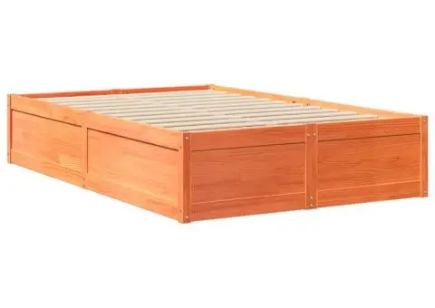 Pat cu saltea, maro ceruit, 120x190 cm, lemn masiv pin - 5/5