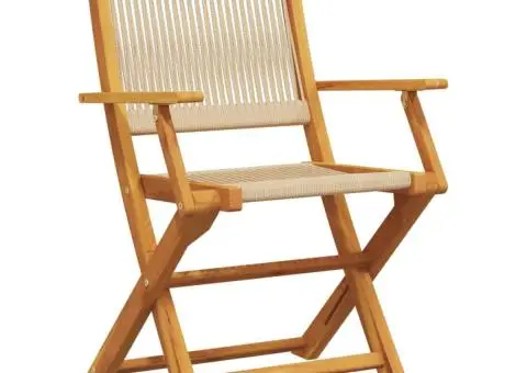 Set mobilier de grădină 5 piese polipropilenă bej/lemn masiv - 3/5