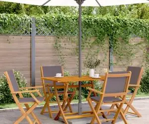 vidaXL Set mobilier de grădină 5 piese textil antracit/lemn masiv