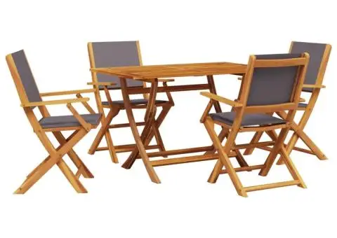 Set mobilier de grădină 5 piese textil antracit/lemn masiv - 2/5