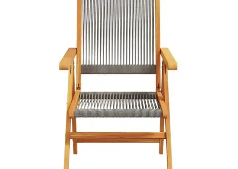 Set mobilier de grădină 7 piese polipropilenă gri/lemn masiv - 4/5