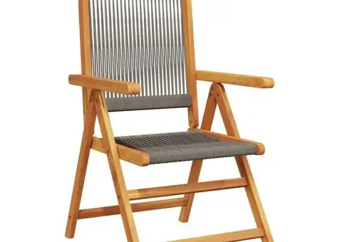 Set mobilier de grădină 7 piese polipropilenă gri/lemn masiv - 3/5