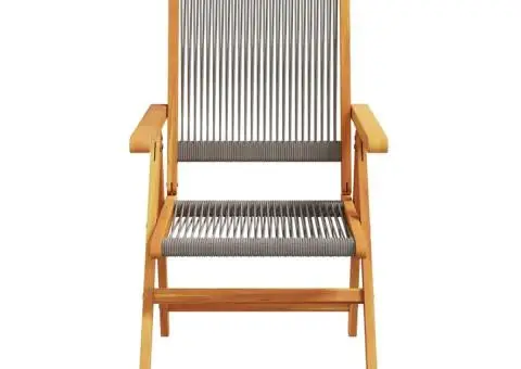 Set mobilier de grădină 7 piese polipropilenă gri/lemn masiv - 4/5