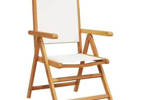 Set mobilier de grădină 7 piese textil alb crem/lemn masiv - 3/5