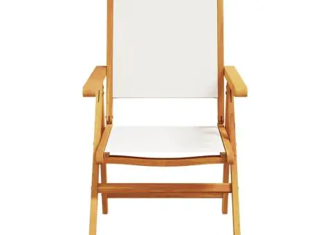 Set mobilier de grădină 7 piese textil alb crem/lemn masiv - 4/5