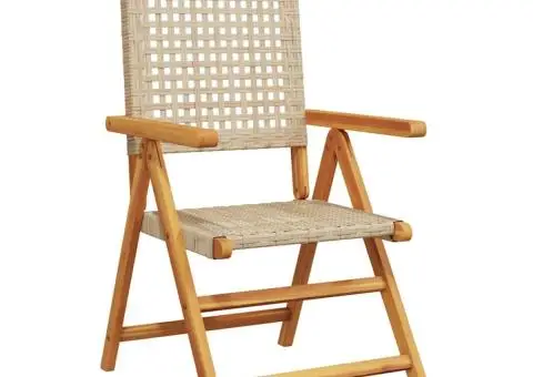 Set mobilier de grădină, 7 piese, bej, poliratan și lemn masiv - 3/5