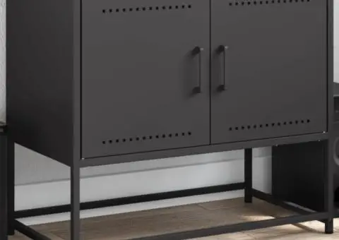 Dulap TV, negru, 68,5x39x60,5 cm, oțel - 1/5